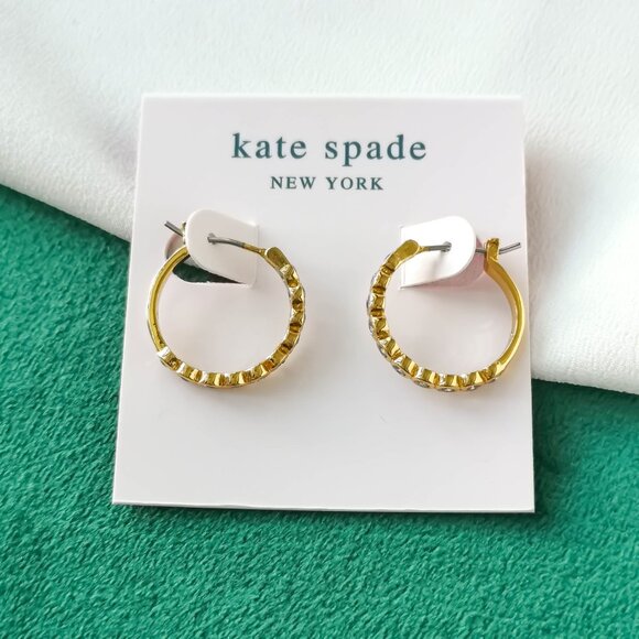 kate spade Jewelry - KATE SPADE Full Circle Gold Clear Crystal Hoop Earrings NEW